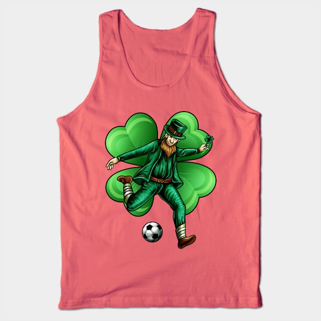 Leprechaun Soccer Lucky Irish Clover St Patricks Day Tank Top by E